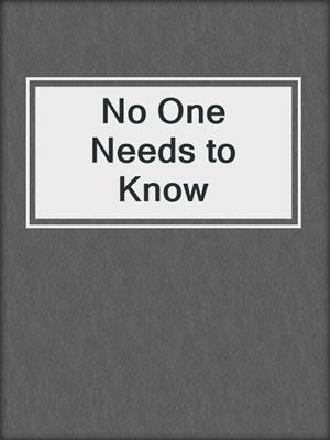 cover image of No One Needs to Know