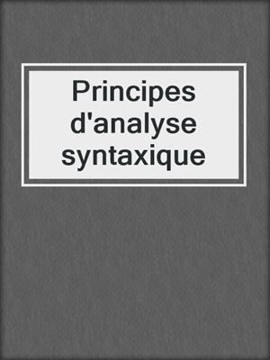Principes d'analyse syntaxique
