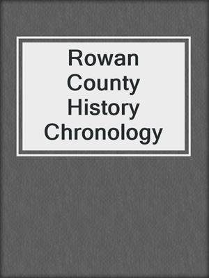 Rowan County History Chronology