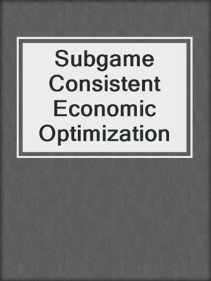 Subgame Consistent Economic Optimization